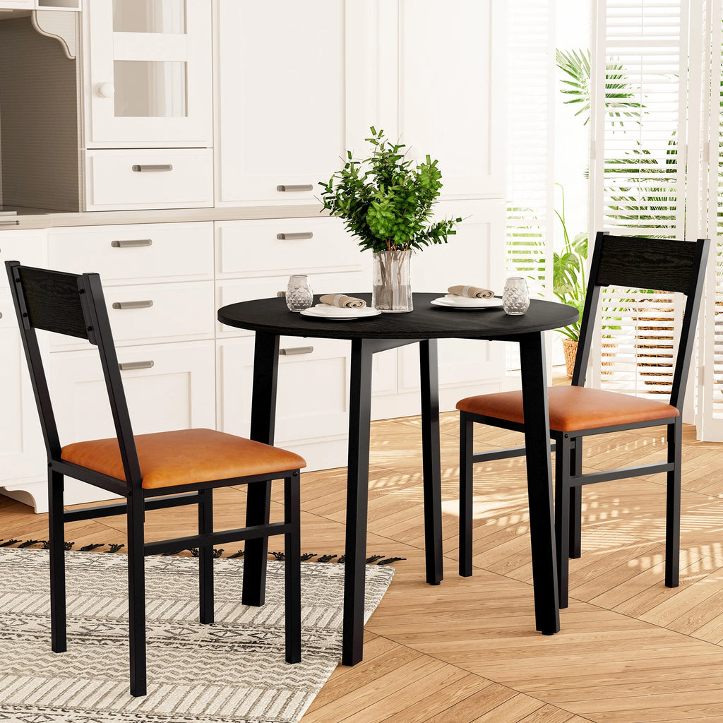 Round Dining Table Set with 2 Cushioned Chairs V378