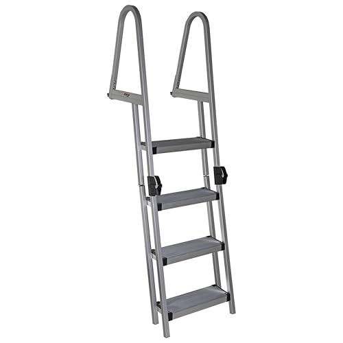 Heavy-Duty Aluminum Pontoon & Dock Ladder with 3-Step Fold-Up J261404