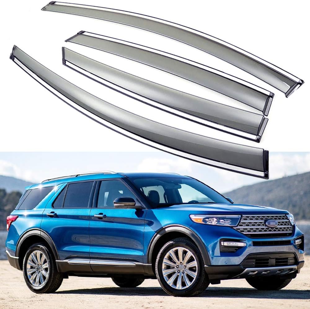Car Window Visor Vent Shade Deflector Sun Rain Guards Pack of 2 X617479