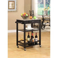 Black Marble Wood Kitchen Serving Cart with Storage Drawer & Shelves G678135