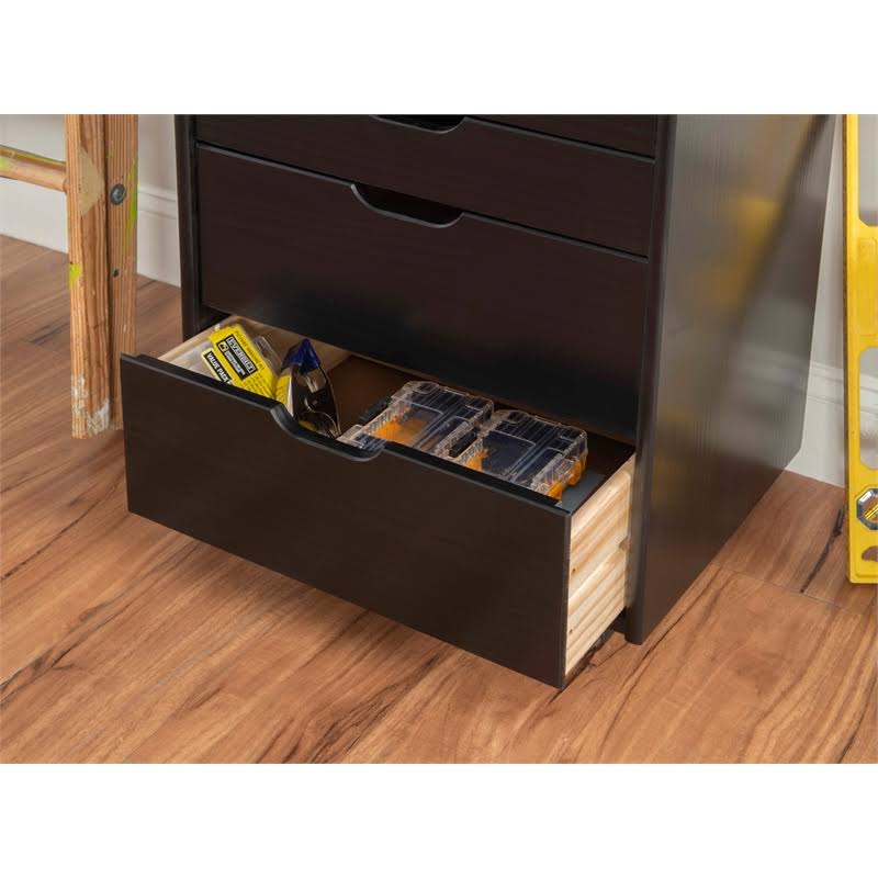 Black 8 Drawer Wood Rolling Storage Cart P932143