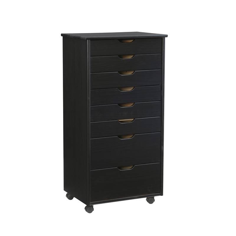 Black 8 Drawer Wood Rolling Storage Cart P932143