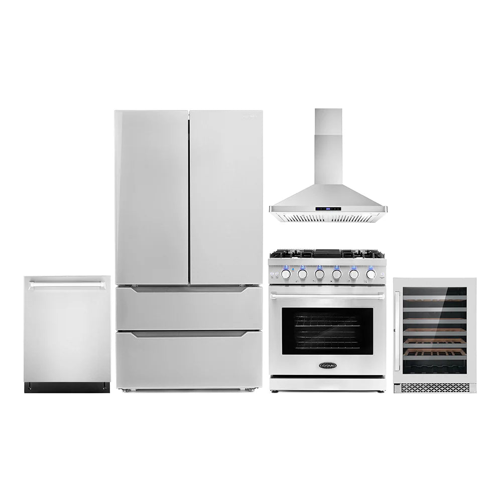 30 Gas Range, Wall Mount Range Hood, Dishwasher, Refrigerator with Ice Maker and Wine Cooler Q68896