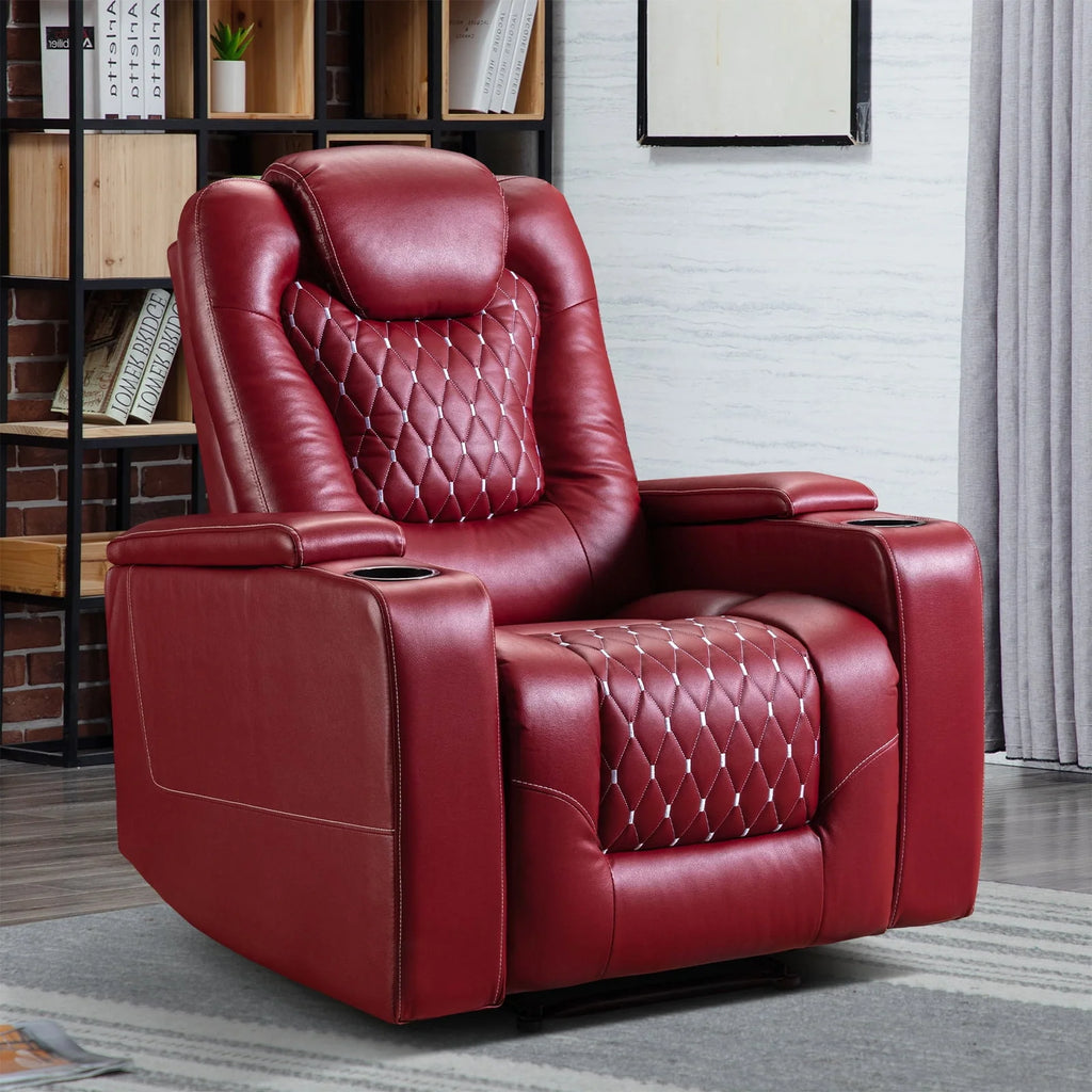 Black PU Leather Reclining Home Theater Seating with USB Ports and Cup Holders K27228
