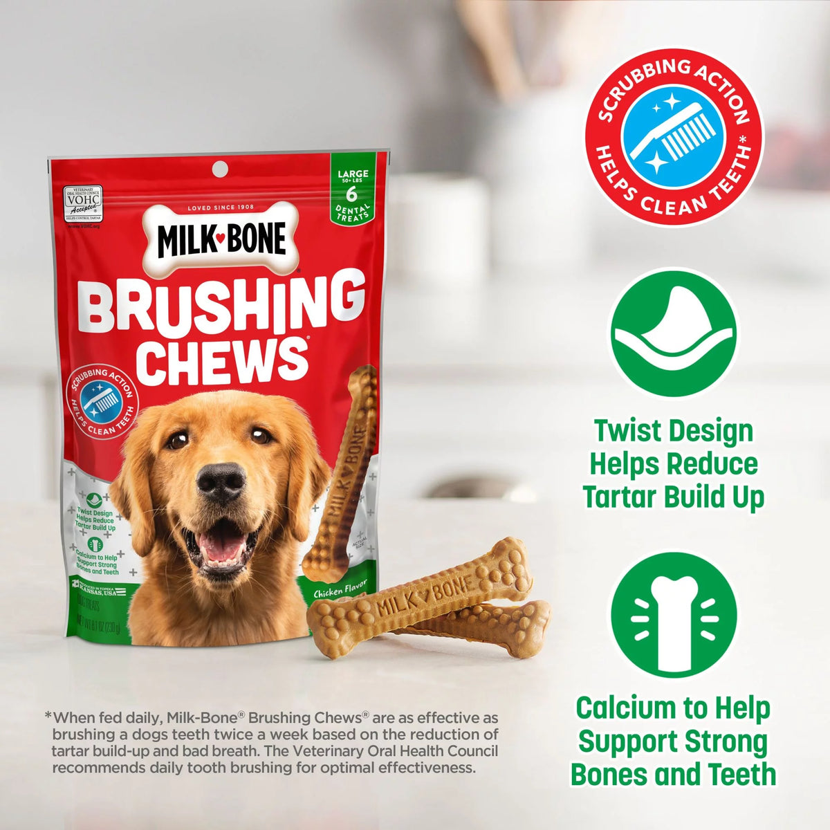 Daily Dental Dog Treats, Large, 24.2 oz, 18 Bones T57631