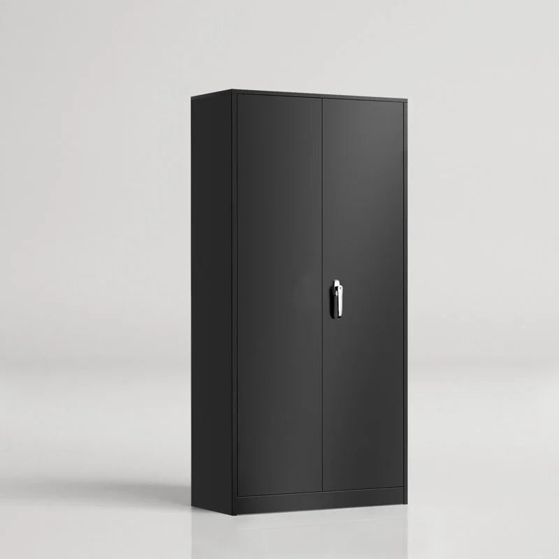 72 inch Black Metal Garage Storage Cabinet with Locking Doors C250088