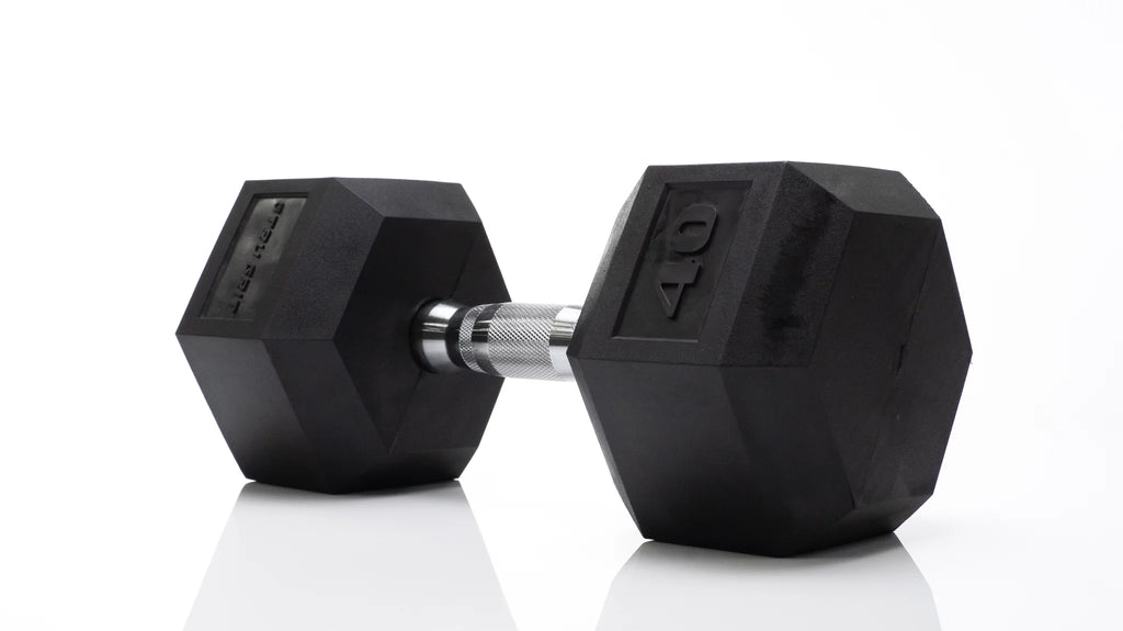 40lb Black Rubber Hex Dumbbell B44009