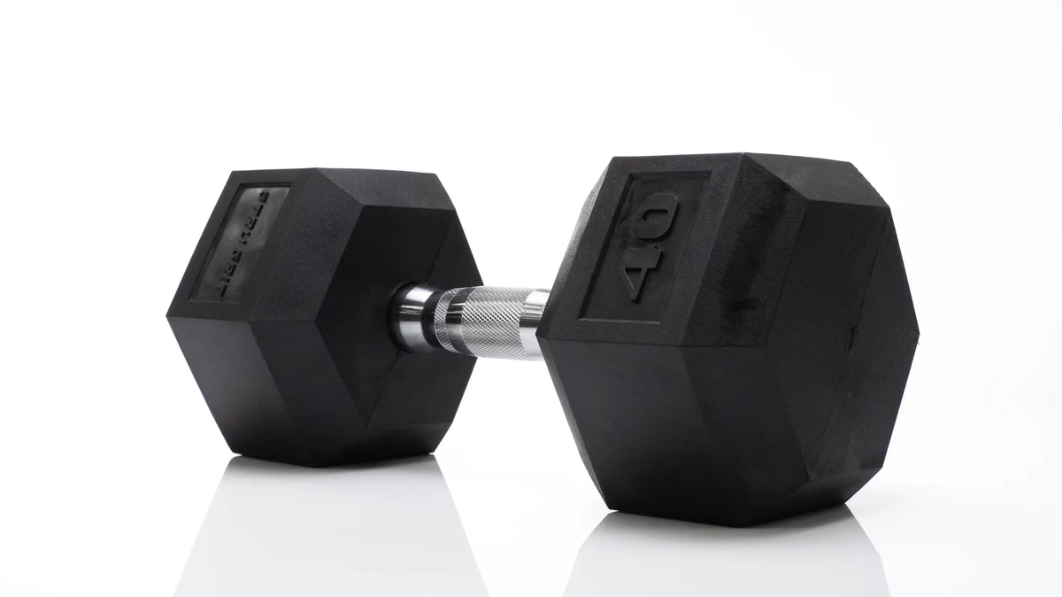 40lb Black Rubber Hex Dumbbell B44009