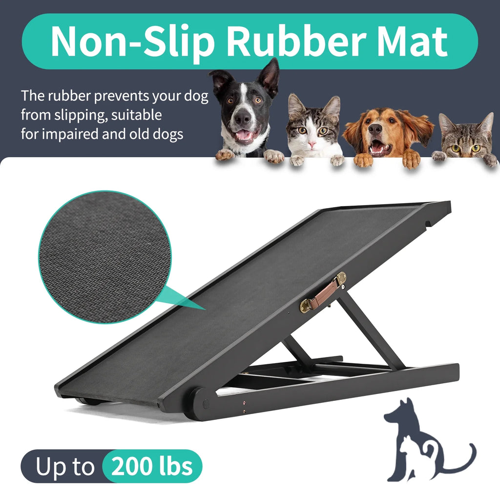Adjustable Folding Pet Ramp with Rubber Mat Q913432