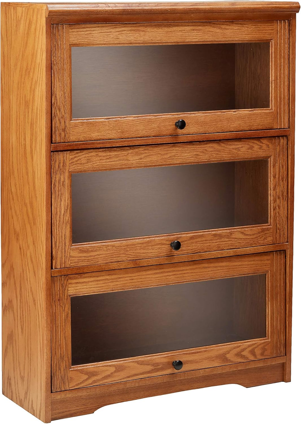 3 Door Lawyer Bookcase, 32 Wide, Medium Oak Finish S364