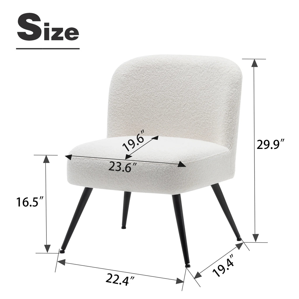 White Faux Leather Accent Chairs Set of 2 with Metal Legs V46983