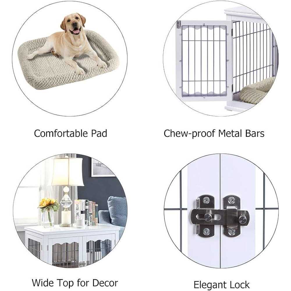 Wooden Dog Crate End Table with Cushion I1263