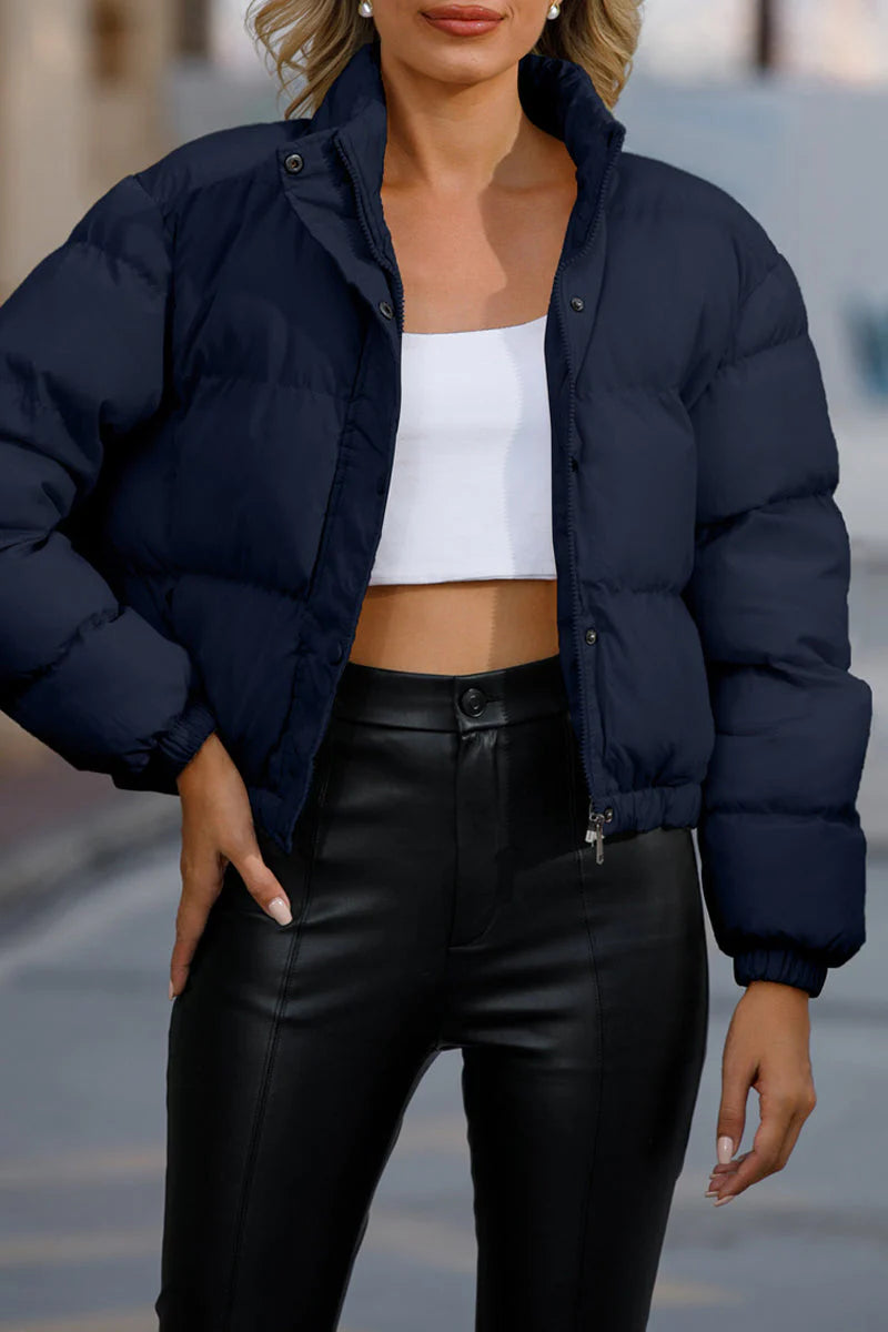 Solid Pocket Turtleneck Outerwear J73143