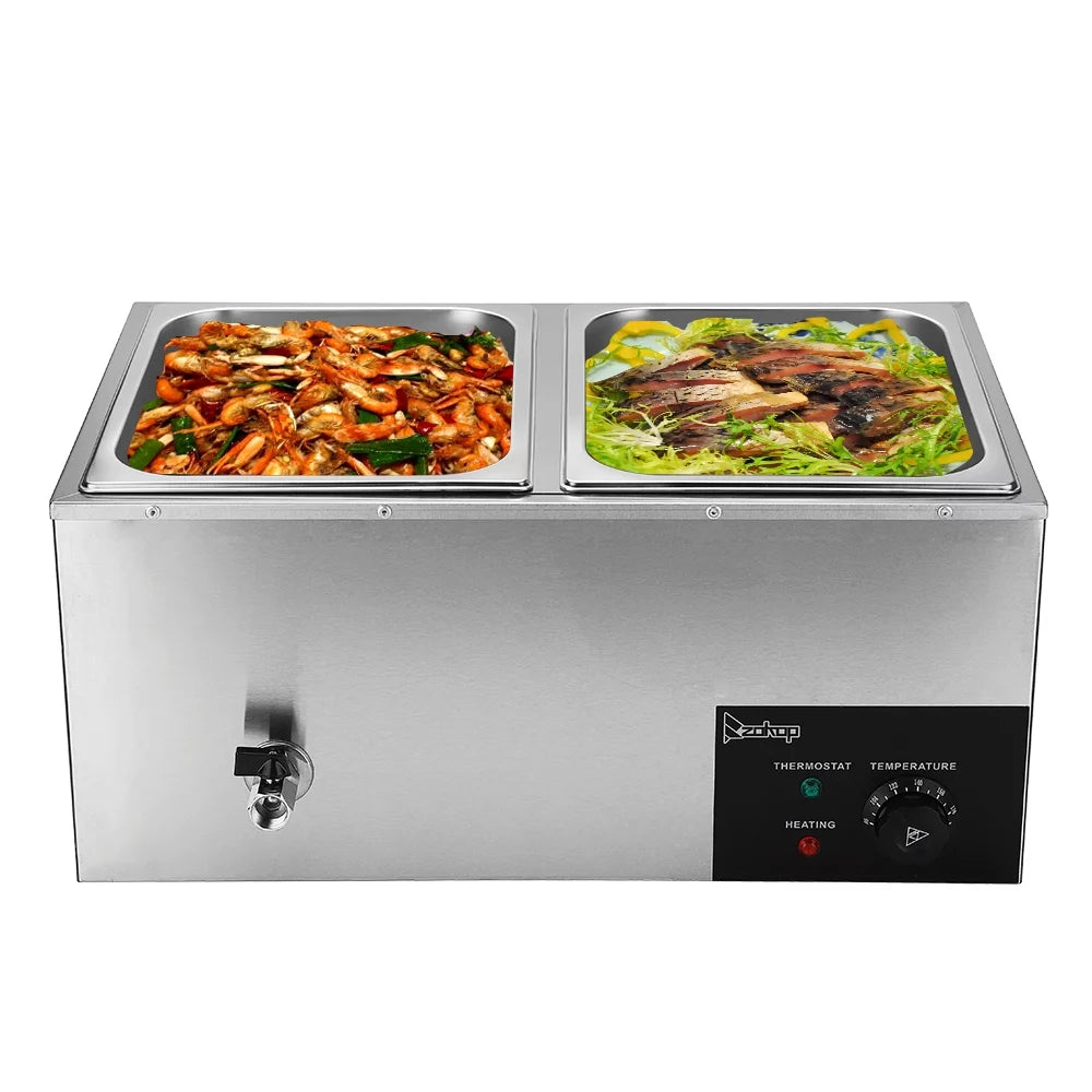 10.6Qt 2-Pan Stainless Steel Electric Food Warmer F2325