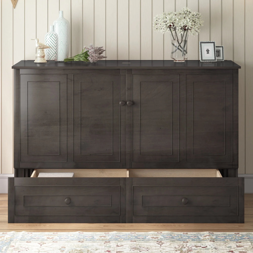 Queen Size Murphy Bed Cabinet with Storage Drawer B500361