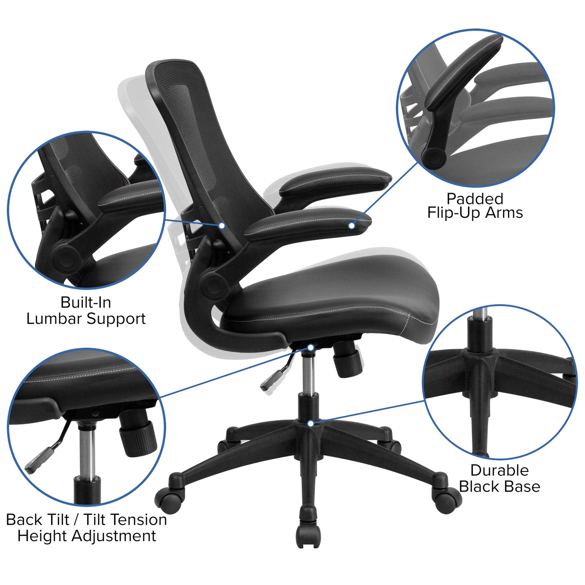 Black Computer Desk, Ergonomic Mesh Office Chair and Locking Mobile Filing Cabinet G33142