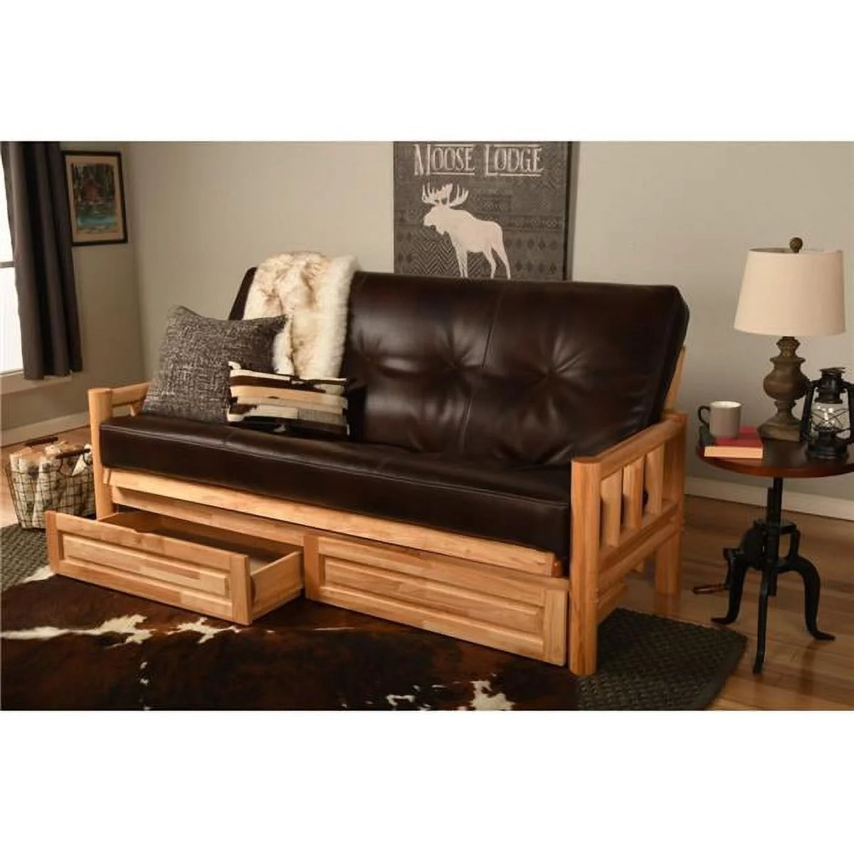 Full Size Futon Frame with Mattress & Storage Drawers D6037
