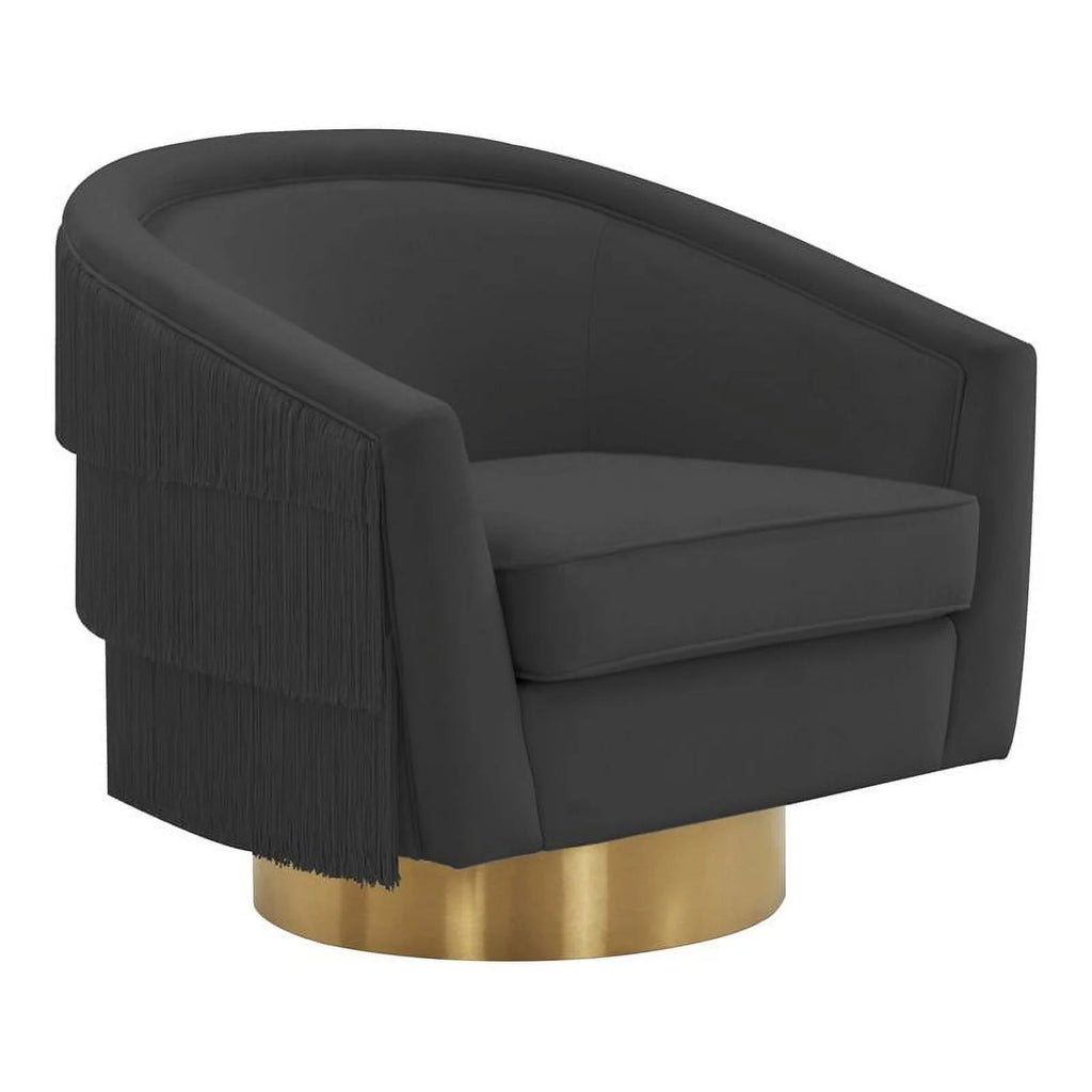 Black Velvet Swivel Accent Chair S521