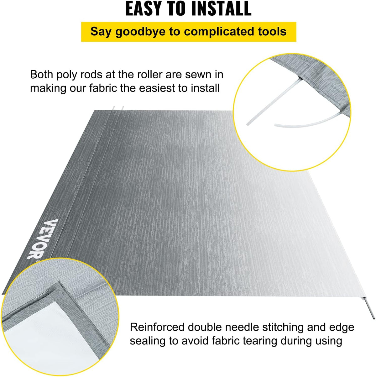 15 FT Gray Fade Vinyl RV Awning Replacement Fabric I701