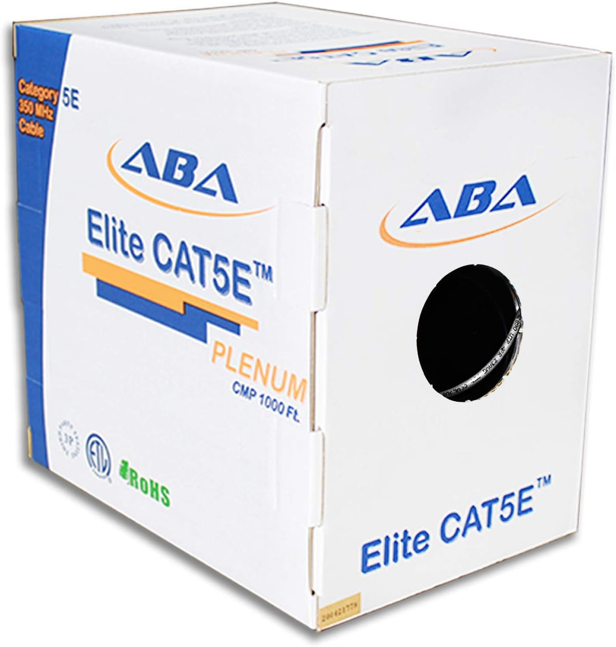 CAT5E Plenum Ethernet Cable 1000ft UTP 24AWG Bare Copper Yellow O349