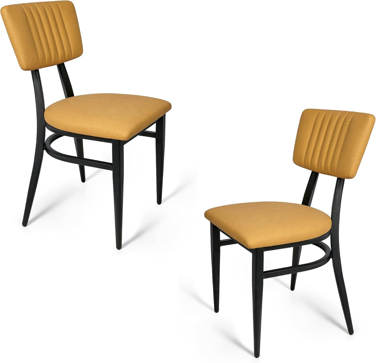 Set of 2 Metal Stackable Dining Chairs with Wood Seat N182