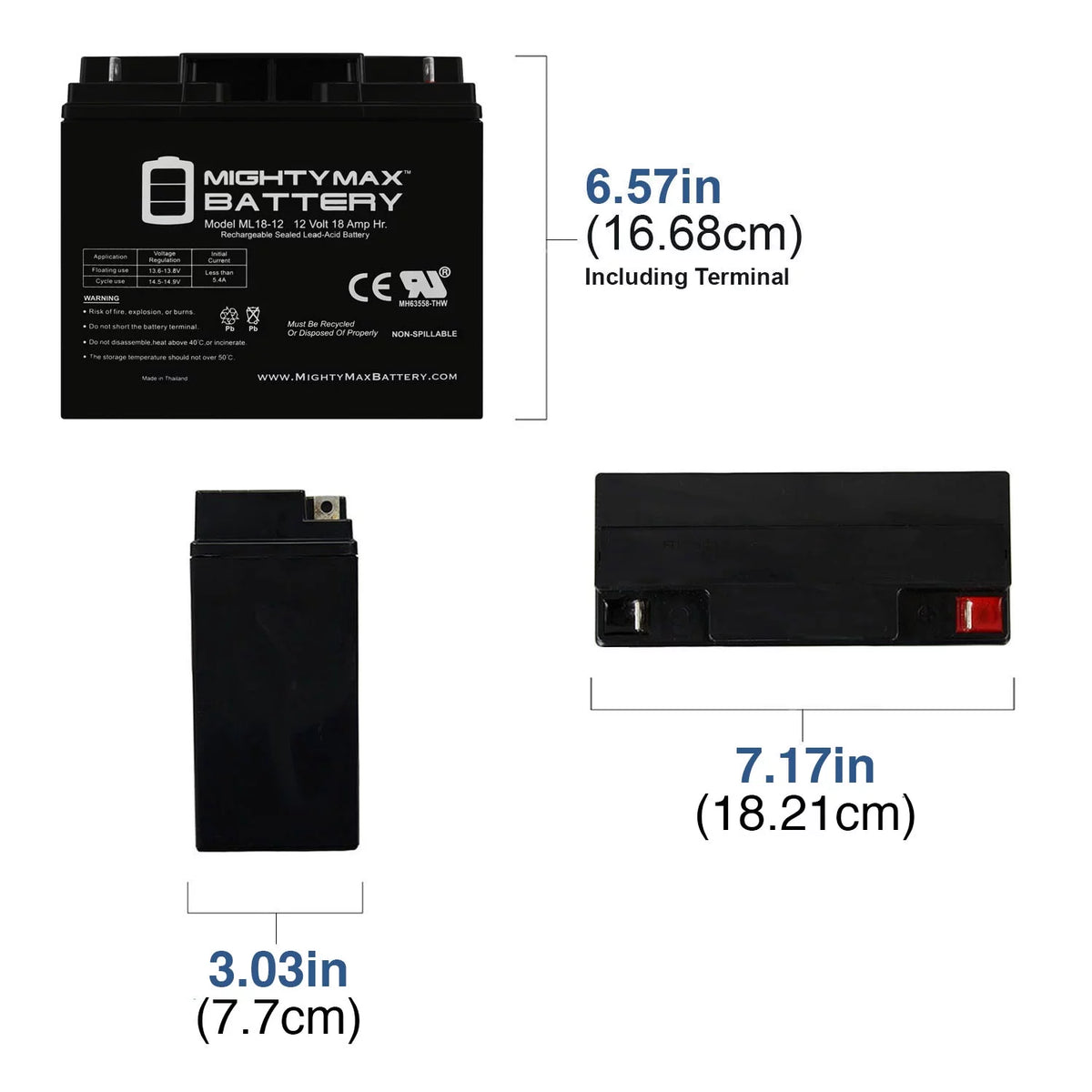 12V 18AH SLA AGM Rechargeable Battery D940