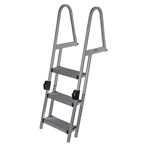 Heavy-Duty Aluminum Pontoon & Dock Ladder with 3-Step Fold-Up J261404