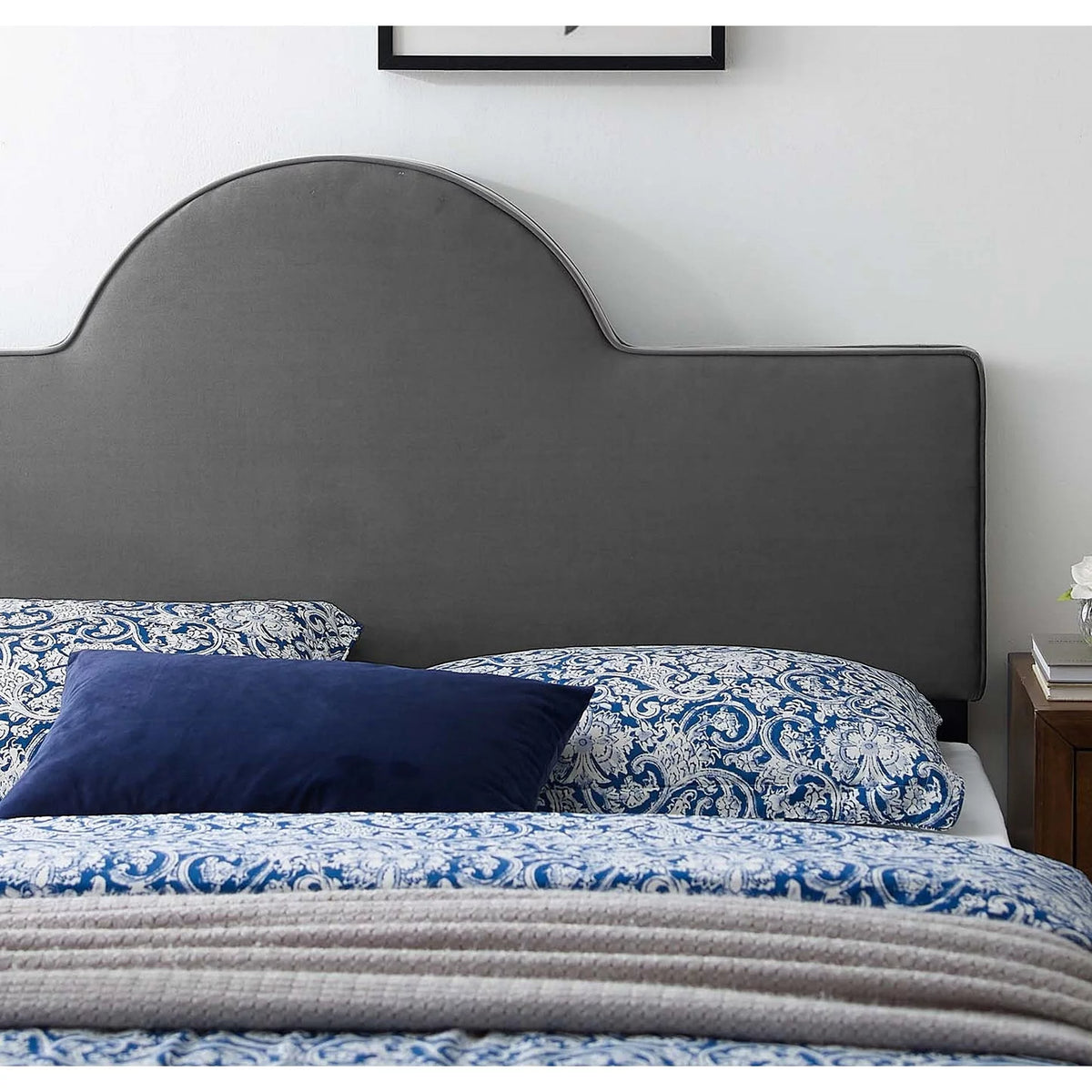 Charcoal Velvet Upholstered King/California King Size Headboard I33917