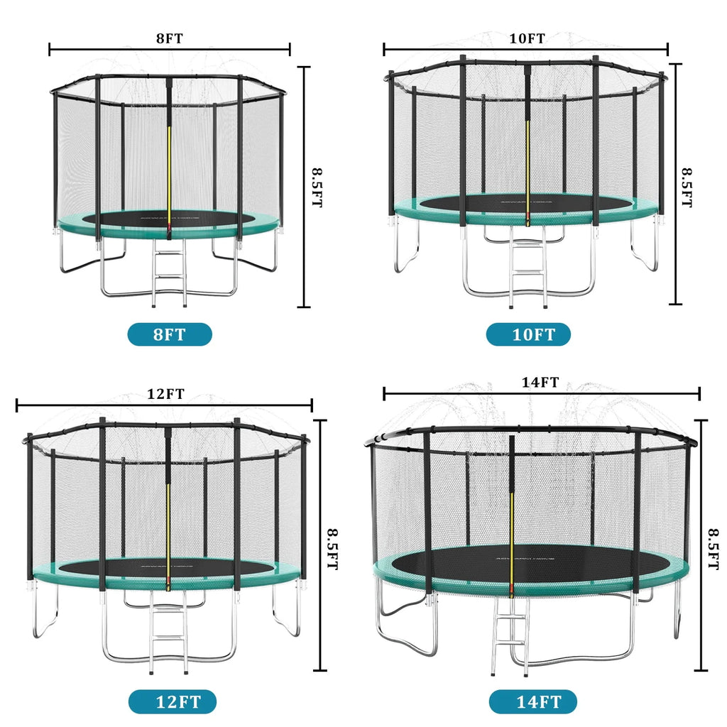 8 FT Trampoline with Sprinkler and Safety Enclosure Net H1029