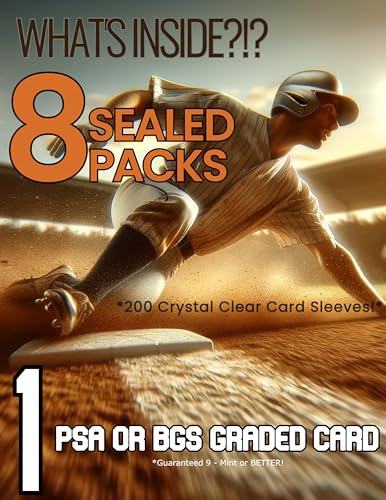 Baseball Card Gift Box Starter Set with Graded Card and 8 Sealed Packs Y172913