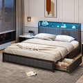 Queen Size Upholstered Platform Bed with LED Headboard and 4 Drawers L27831