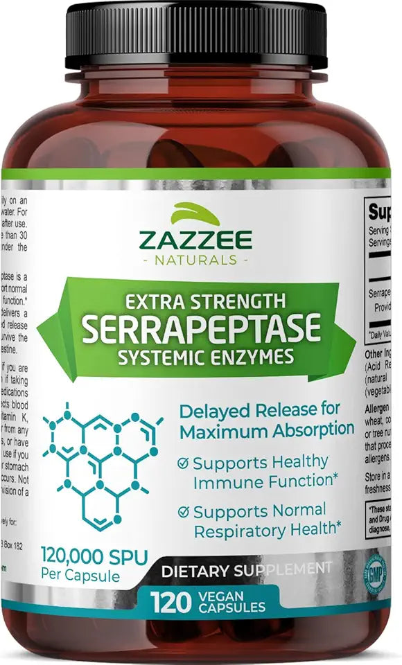 Delayed Release Serrapeptase 120 Vegan Capsules X258779