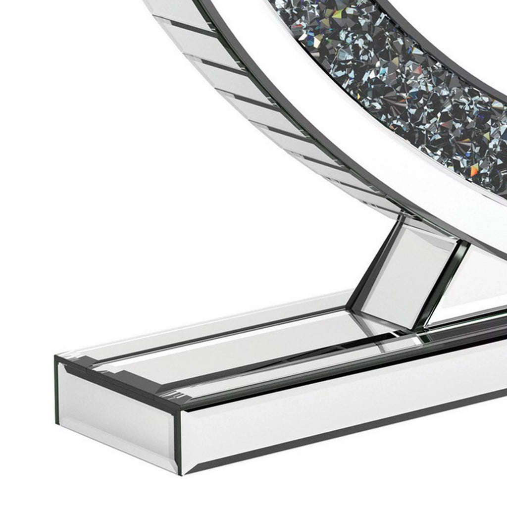 20 Inch Heart Crystal Trim Glass Vanity Mirror V1824