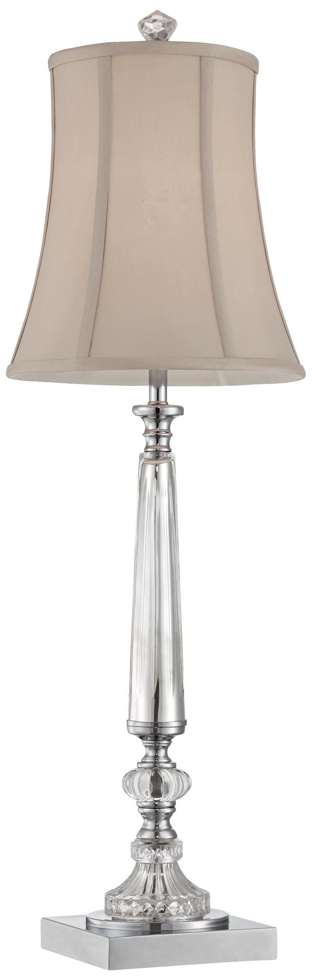 Traditional Buffet Table Lamp 32" Tall Clear Crystal Taupe Bell Shade C75242