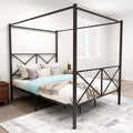 Queen Black Metal Canopy Platform Bed Frame R255