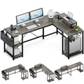 95" Grey Reversible L-Shaped Wood & Metal Computer Desk J1919