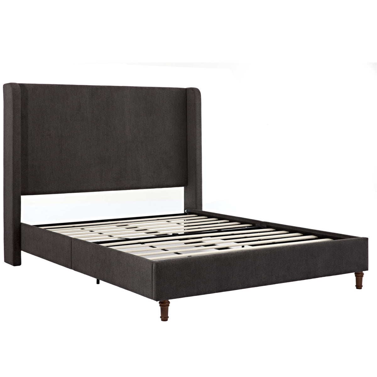 Queen Size Upholstered Platform Bed Frame with Wingback Headboard Z7406