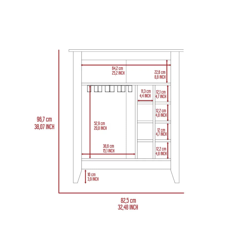 Light Gray Bar Cabinet with Wine Cubbies J3997