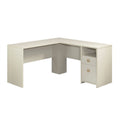 L-Desk in Dove Linen/Off White Finish W510