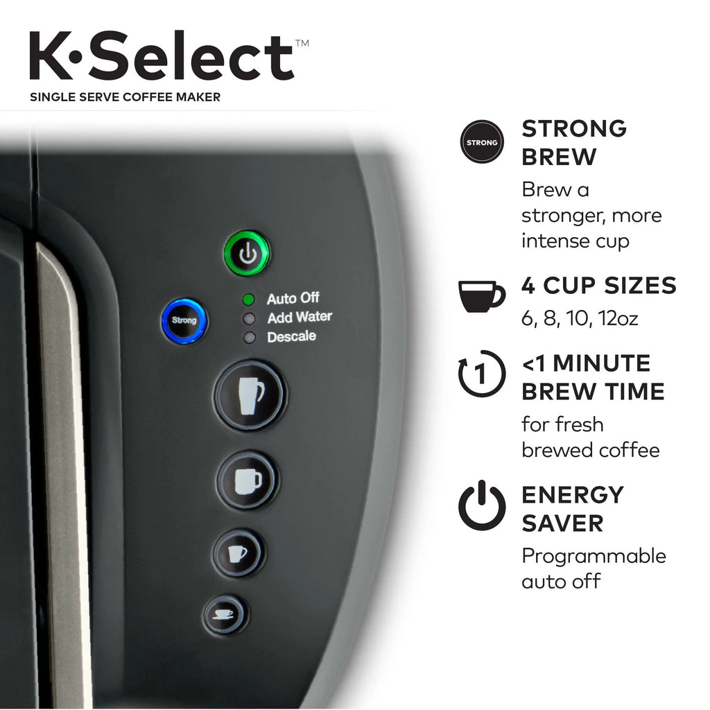 Single-Serve K-Cup Pod Coffee Maker with 12oz Brew Size, Matte Black U5746