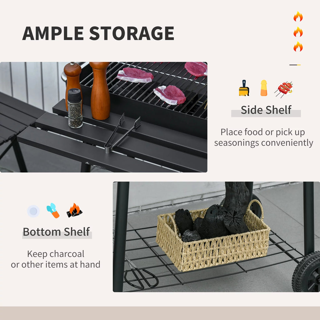 Portable Charcoal BBQ Grill and Offset Smoker Combo B151