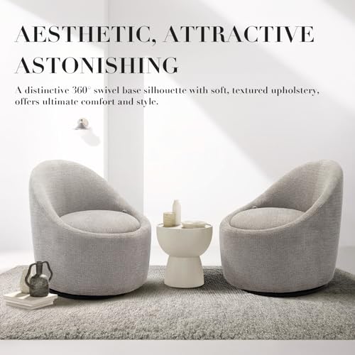 Beige Swivel Accent Chair with Hidden Storage S762