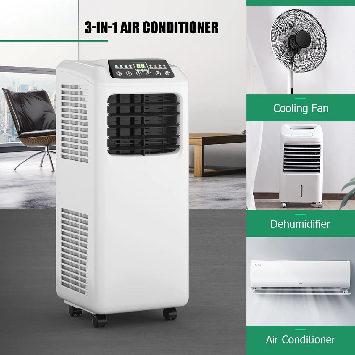 5500 BTU Portable Air Conditioner & Dehumidifier with Window Kit J48888