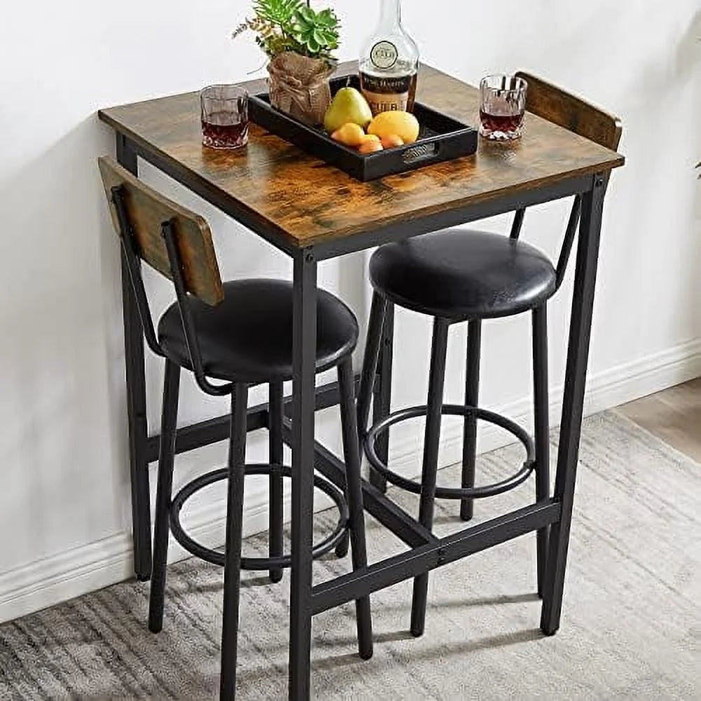 3-Piece Round Bistro Pub Dining Table and Chairs Set B3785