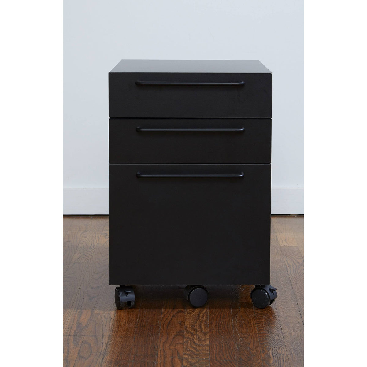 White Engineered Wood Mobile Pedestal with Castors F132