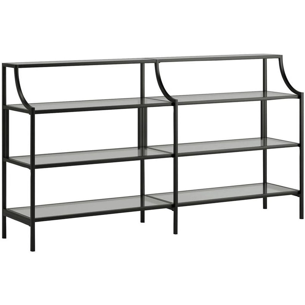Black 3 Shelf Metal Framed Glass Console Table W456