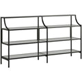Black 3 Shelf Metal Framed Glass Console Table W456