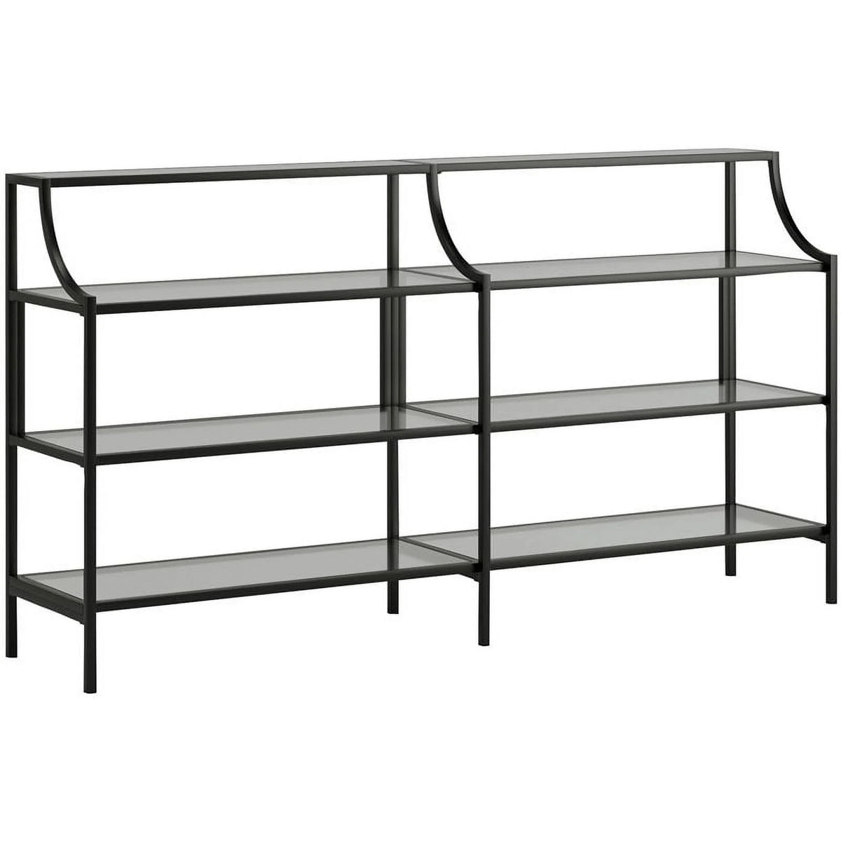 Black 3 Shelf Metal Framed Glass Console Table W456