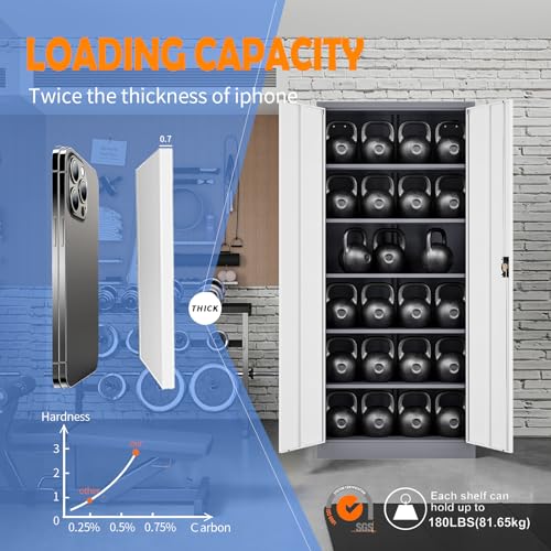 Black Gray Metal Storage Cabinet with Lock S929361