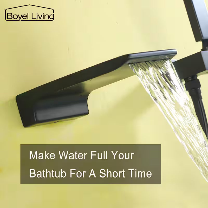 Wall Mount Roman Tub Faucet with Hand Shower Matte Black E97677